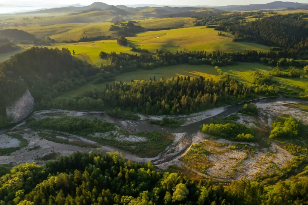A beautiful landscape of lush green hills and winding roads, perfect for exploring with car service in Portland, Oregon.